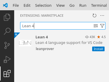 installing the vscode-lean4 extension